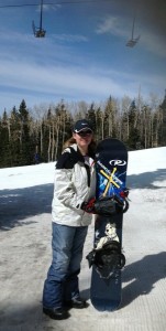 Michelle has 2 titianium hips and two titanium knees - she promised she would snowboard again- and she did!